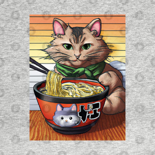 Cat Eating Ramen by ArtisticCorner